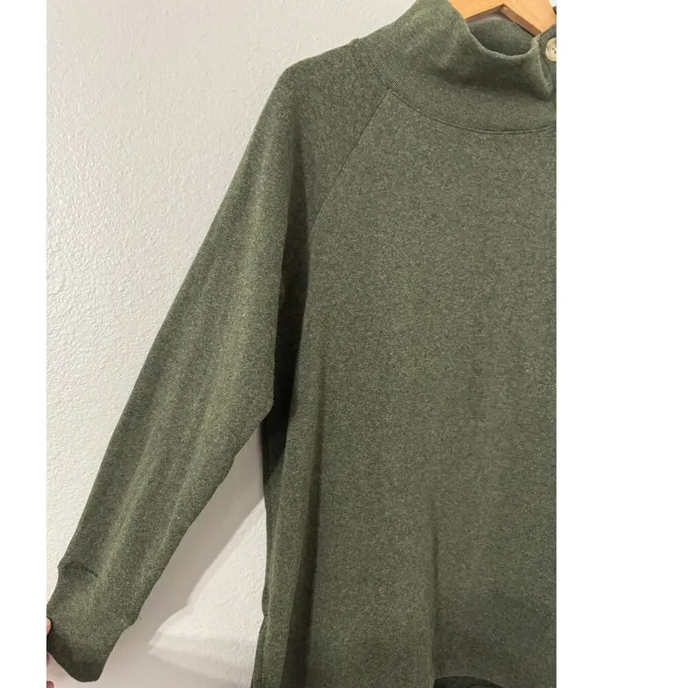 J. Crew Wide Button‎ Collar Tunic Sweatshirt Cloud Spun Fleece Size Small